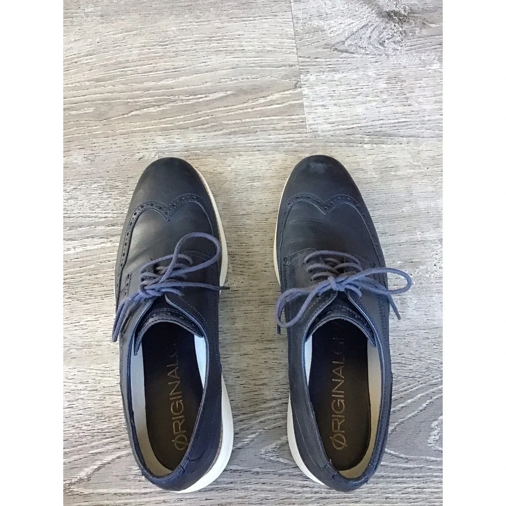 Cole Haan Zerogrand Men's 10 M Wing Ox Wingtip Oxford Blue Leather Shoes C30563
